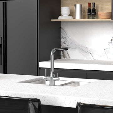 TRIPLA Elite 3-in-1 Gooseneck Mixer Tap- Brushed Nickel Stainless Steel