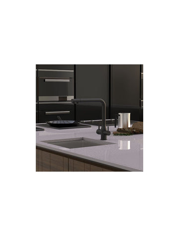 TRIPLA Elite 3-in-1 Straight Mixer Tap - Matt Black Stainless Steel
